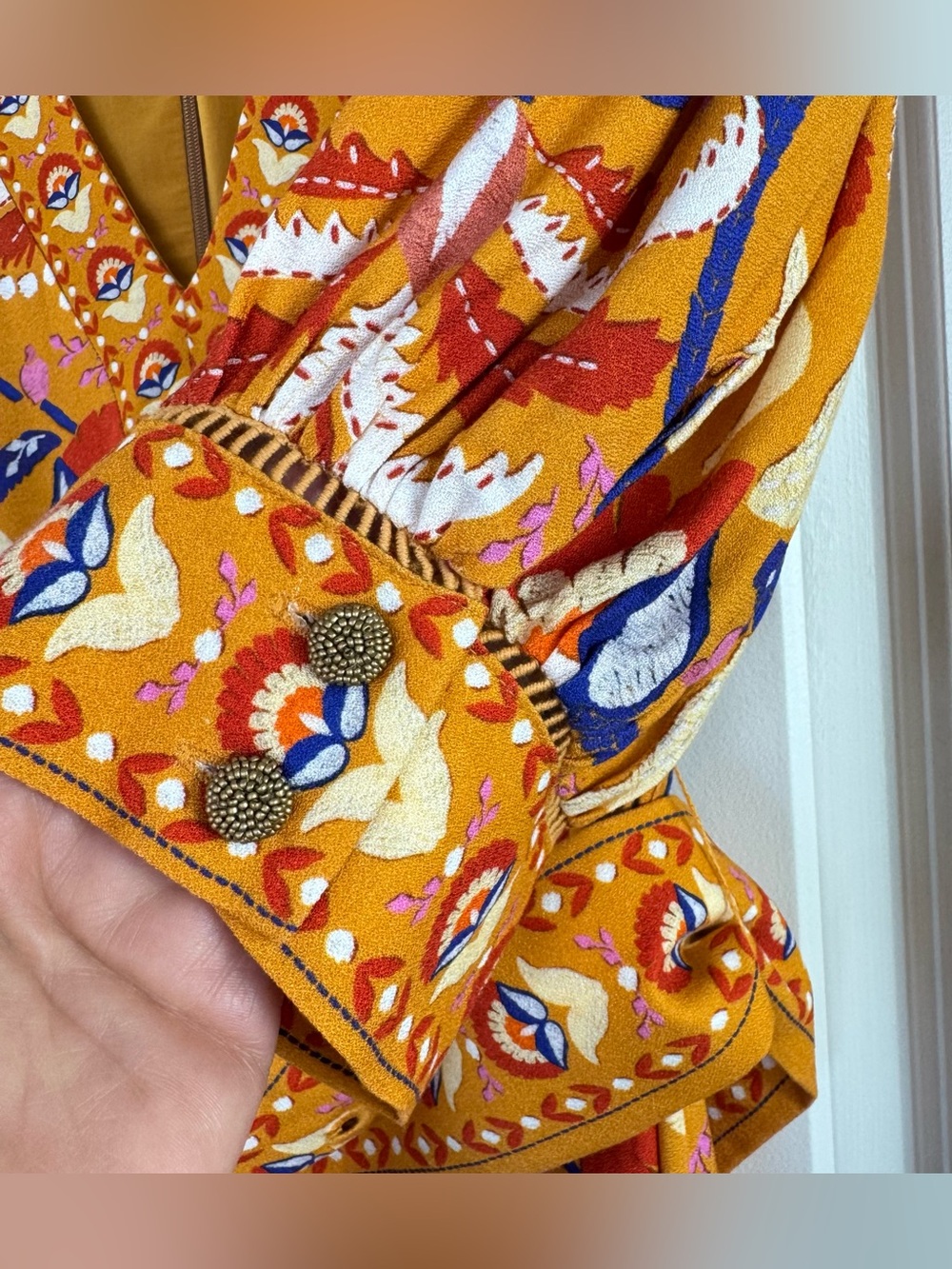 Farm Rio Yellow Palms Party Belted Dress Vibrant Colorful Resort Size Large - Picture 5 of 16